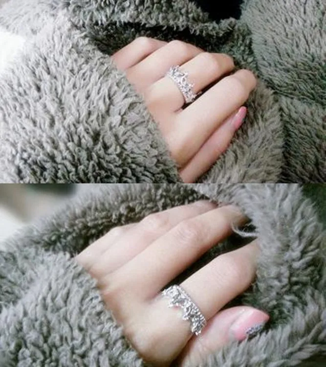 

2019 Fashion Vintage Silver Crystal Drill Hollow Crown Shaped Queen Temperament Rings For Women Party Wedding Ring Jewelry