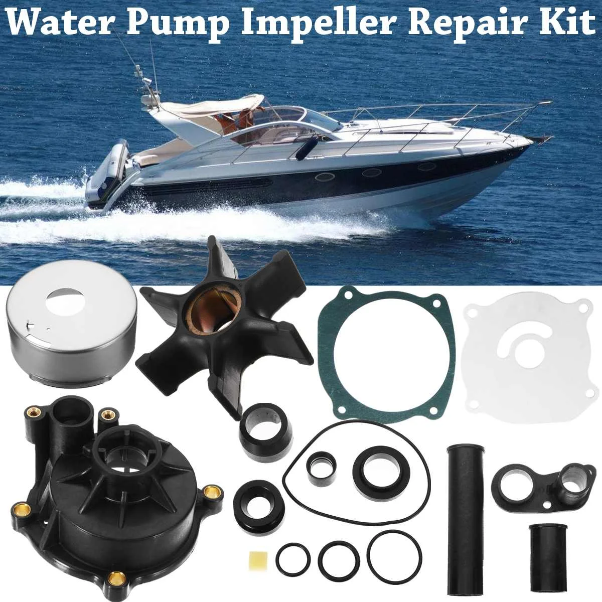 

For Johnson Evinrude 75-250HP 5001595 Water Pump Impeller Repair Kit Set Housing Rubber+Metal Diameter 89mm 6 Blades Boat Parts