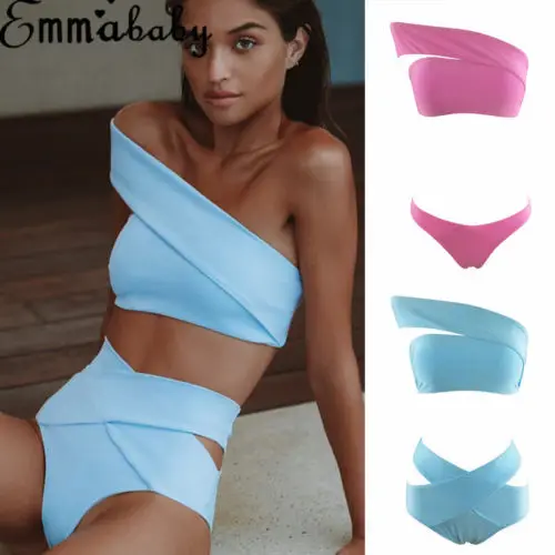

Women Bandeau Bandage Bikini Padded Set Brazilian One Shoulder Sexy Grace Female Swimwear Beachwear Swimsuit