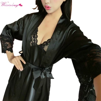 

Sale Women Sexy Lingerie Dress Underwear Lace Sheer Long Night Dress Sleepwear Robe