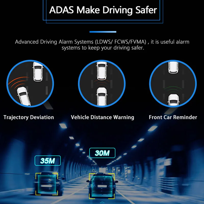Автомобильный видеорегистратор ANSTAR 3 объектива Android 4G 2 ГБ + 32 FHD 1080P ADAS GPS монитор