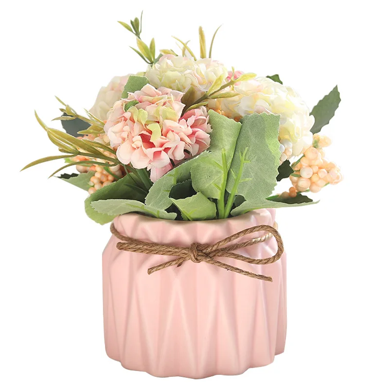 Европейская керамическая ваза с искусственными цветами, белый, зеленый, синий, розовый, настольные украшения для сада, вазы, домашний декор