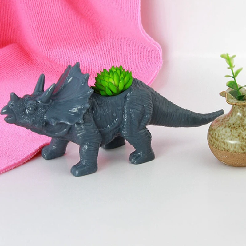 

Plastic Dinosaur Animal Flower Pot Cactus Succulent Plant Bonsai Triceratops Sun