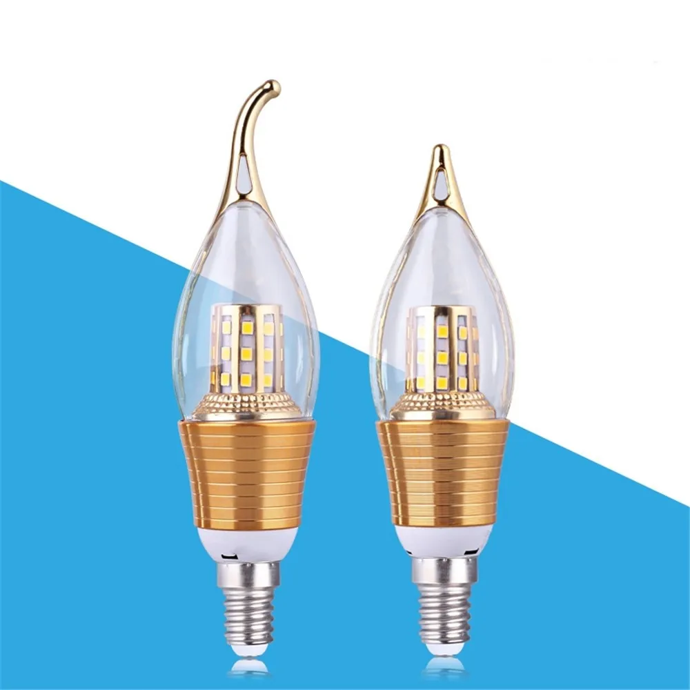 Золотой 9 W светодиодные лампы E14 свечки для люстры AC90-260V украшения дома энергосберегающие лампы