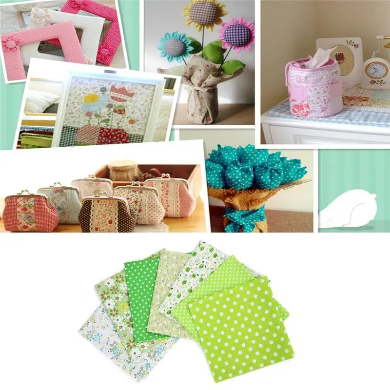 

7Pcs Sets Cotton Green Series Patchwork Plain Weave Flower Cotton Fabric Handmade Crafts Floral Cloth