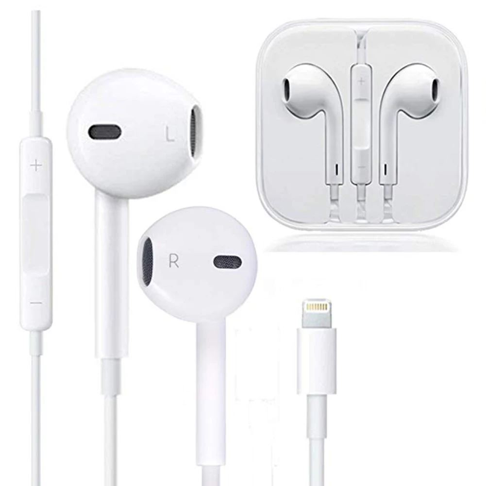 

Fashion Earphones with Lightning Connector Wired Control Stereo Head phones Noise Isolating Headset Compatible with iPhone 7/8/X