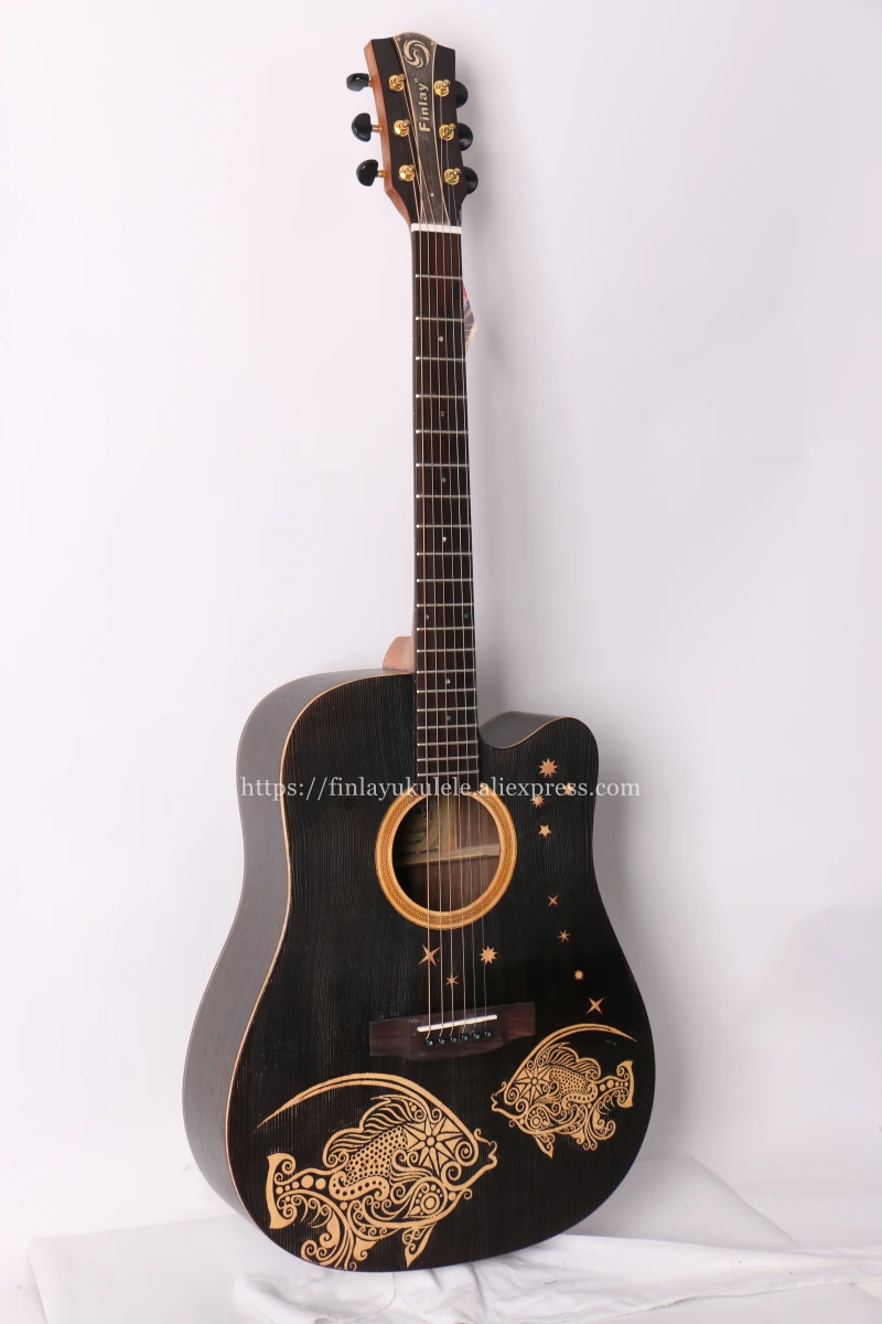 Finlay 41 &quotэлектрогитара Массив ели Top/Rosewood Body резьба по дереву гитары фарфор с