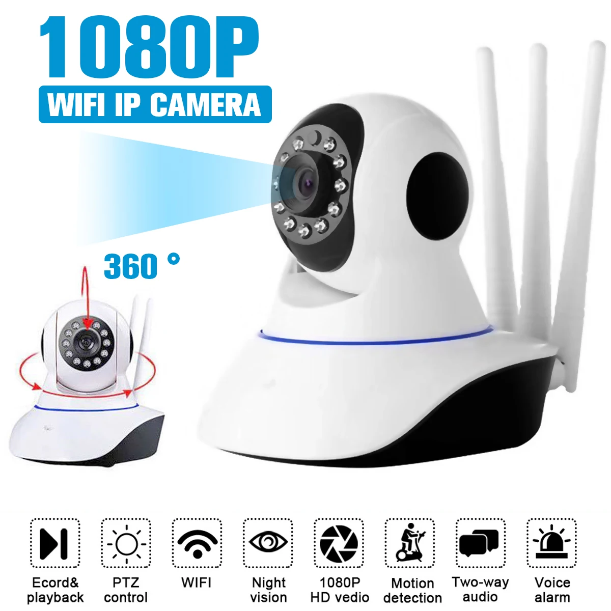 1080P беспроводная WIFI ip камера для дома и помещений монитор безопасности умная