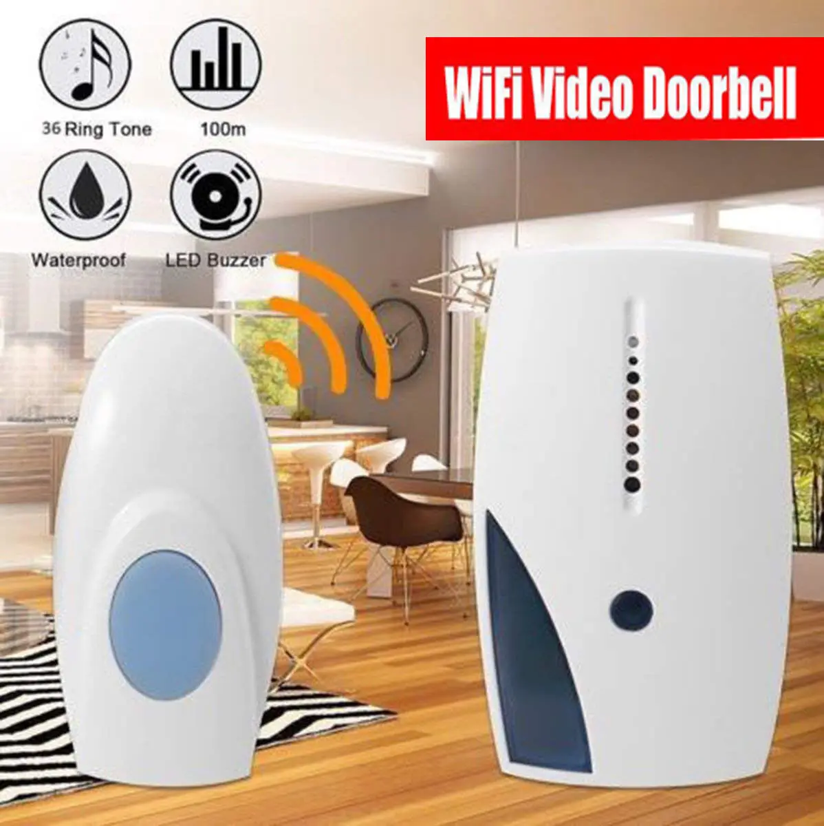 

UK Wireless Door Bell 36 CHIME Home Cordless Portable Range Digital Doorbell
