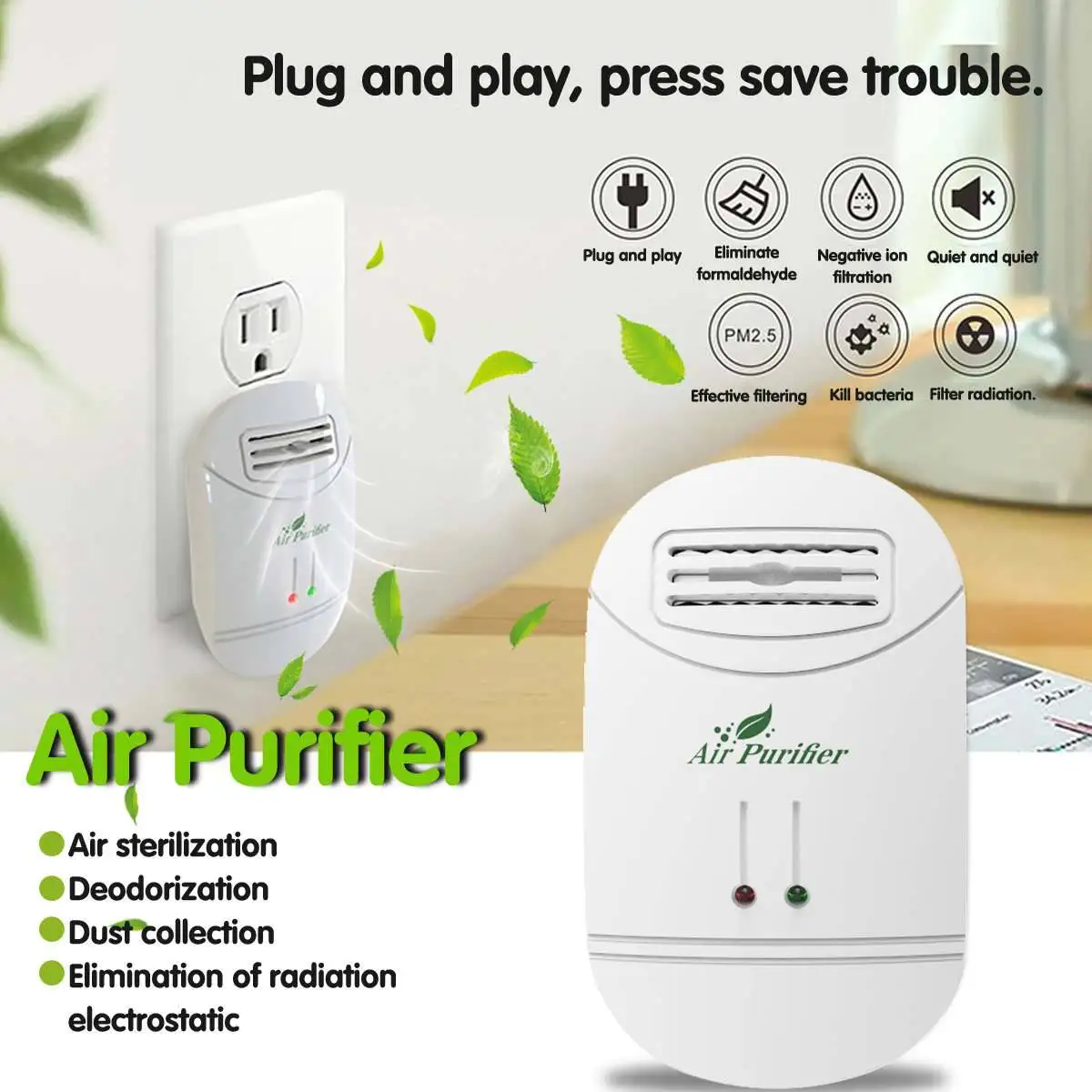 

Ionizer Air Purifier for Home Negative Ion Generator 12 Million Air Cleaner 220V Remove Formaldehyde Smoke Dust Purification Alt