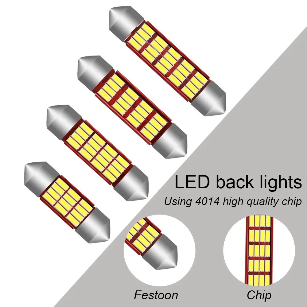 Светодиодный светильник C5W 2 шт. без ошибок 31 36 39 42 мм Festoon C10W 4014 SMD для