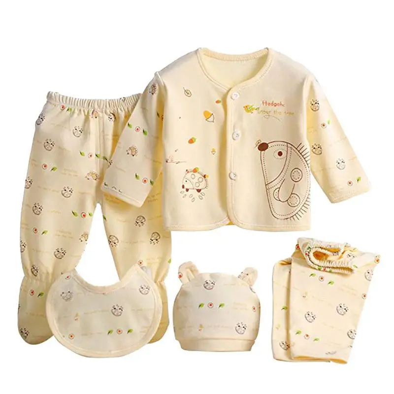 

5PCS/Set Fashion Baby Autumn Spring Sleepwear Suit Outfit Clothing Newborn Cotton Underwear Panties Pajamas Set