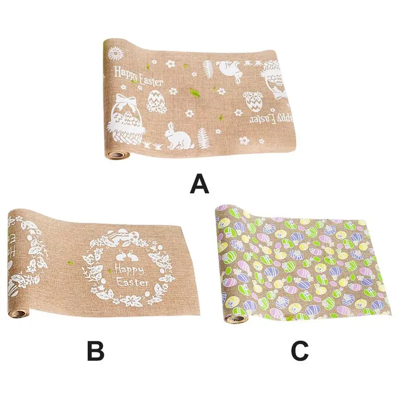 

Easter Linen Table Flag Easter Bunny Egg Printed Tablecloth Nordic Holiday Embroidery Home Decorations