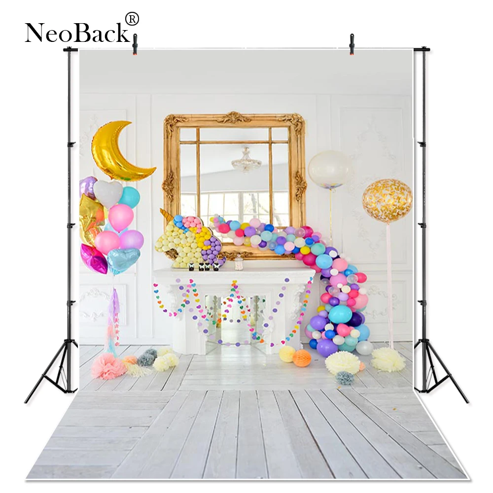 

Thin Vinyl Heart Balloons Birthday Backdrop Photography Printed Children Kids New Born Baby Party Photo Studio Photo Backgrounds