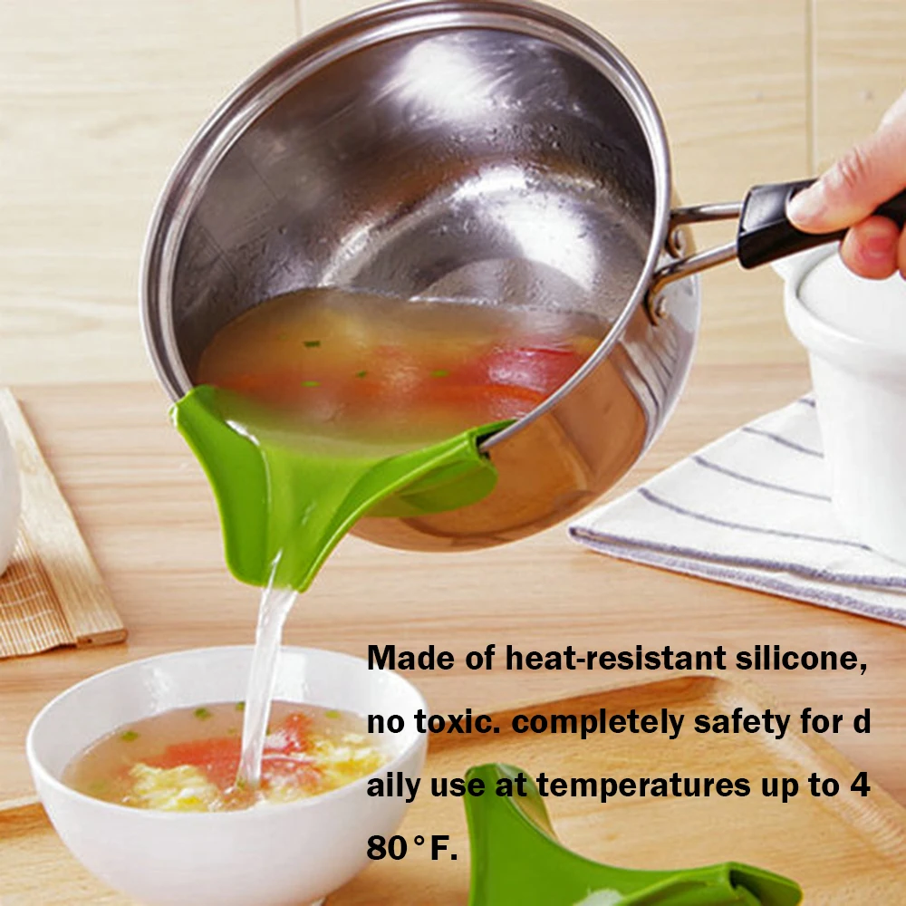 

New Kitchen Funnel Tools Pots and Pans To Prevent Spills Circular Rim Deflector Liquid Silicone Funnel Bar Kitchen Accessories