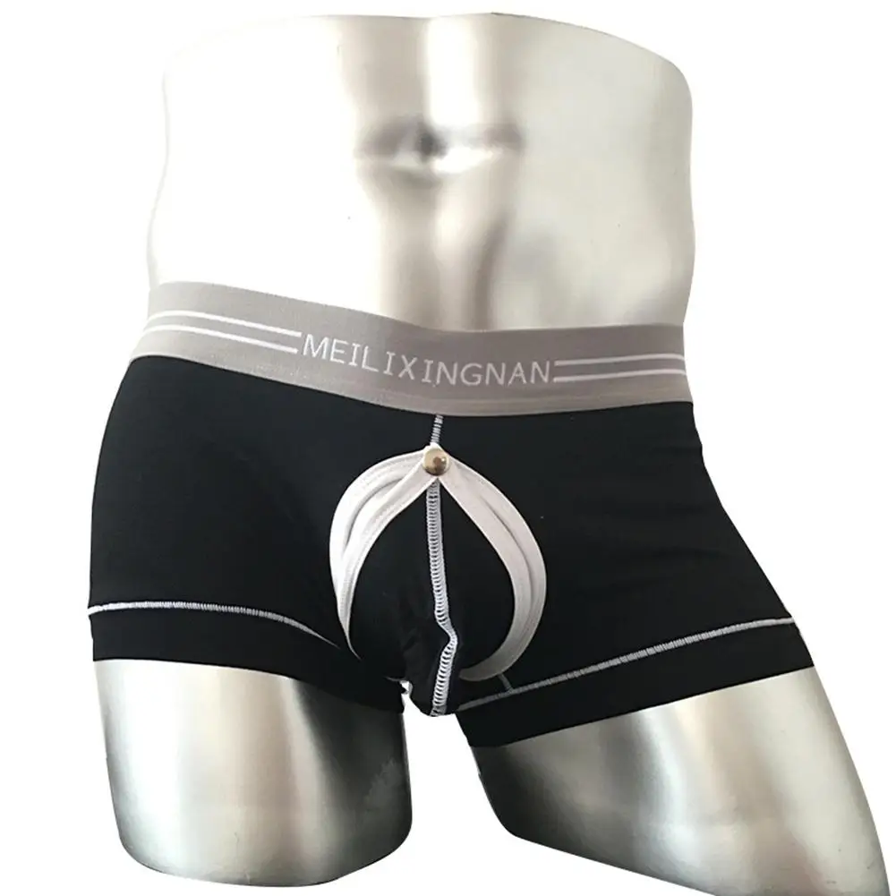 

MISSKY Men Underwear Sexy Boxer Solid Color Removable Pouch Underpants Soft Underwear
