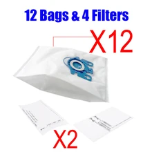 12 шт мешков для сбора пыли + 4 шт фильтров пылесос Сменный фильтр аспиратор аксессуары для Miele 3D GN C2 C3 S2(China)
