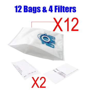 

12Pcs Bag Dust Collection Bags +4Pcs Filters Vacuum Cleaner Replacement Filter Aspirator Accessories For Miele 3D GN C2 C3 S2
