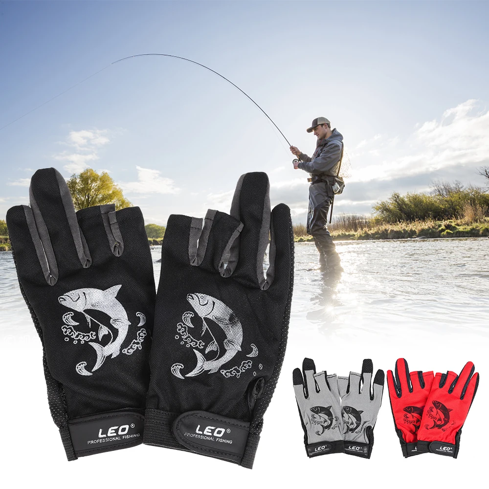

Fishing Gloves With 3 Fingerless Design Nonslip Palm Breathable Quick Drying Anti-slip Protection Fishing Gloves For Outdoor