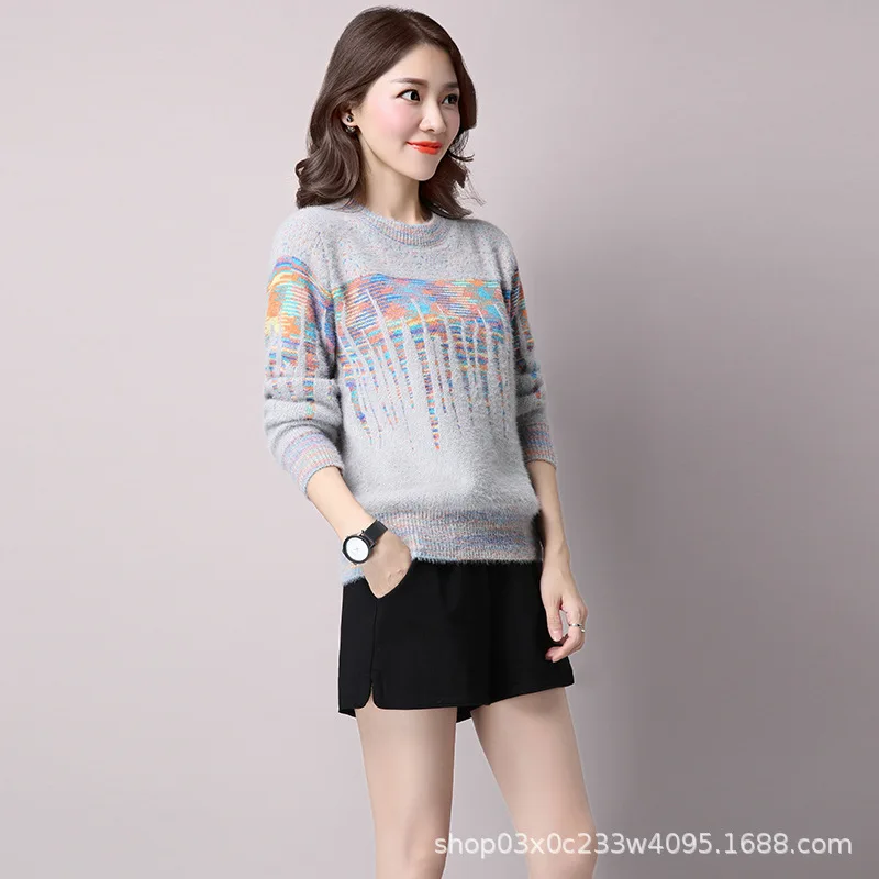 2018 Fashion Cashmere Blended Knitted Sweater Women Loose round neck Autumn Winter Pullovers Female Long Sleeve Color 2018 Fashion Cashmere Blended Knitted Sweater Women Loose round neck Autumn Winter Pullovers Female Long Sleeve Color