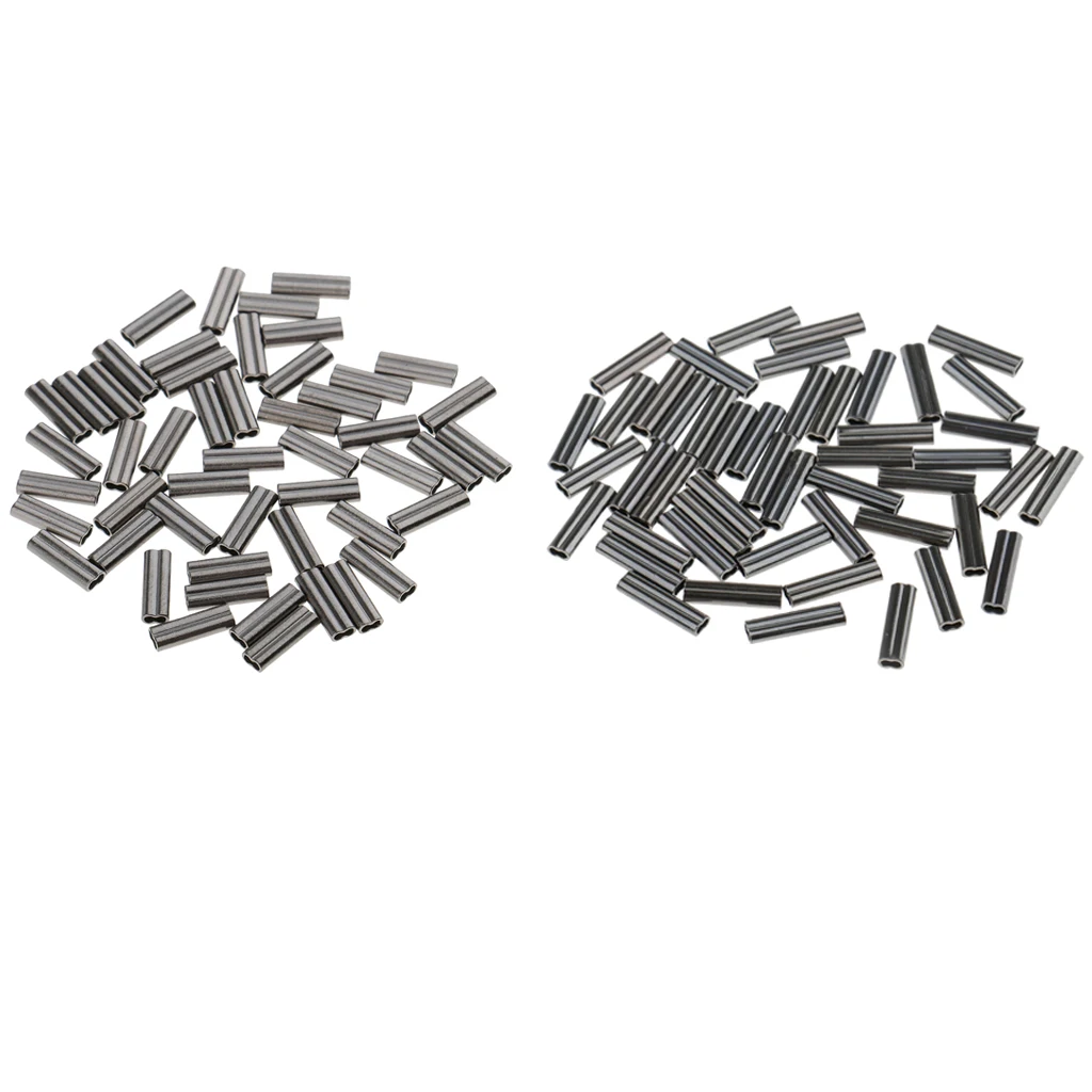 

100Pcs Double Barrel Copper Fishing Crimp Sleeves for Rig Making 1mm & 0.8mm