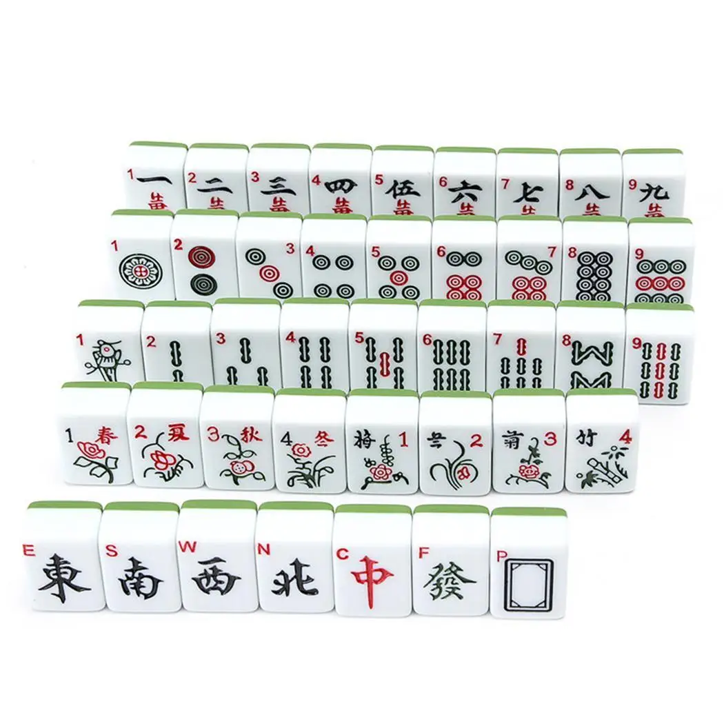 Портативный мини-Китайский Маджонг Mah-Jong Дорожная игра набор зеленых аксессуаров