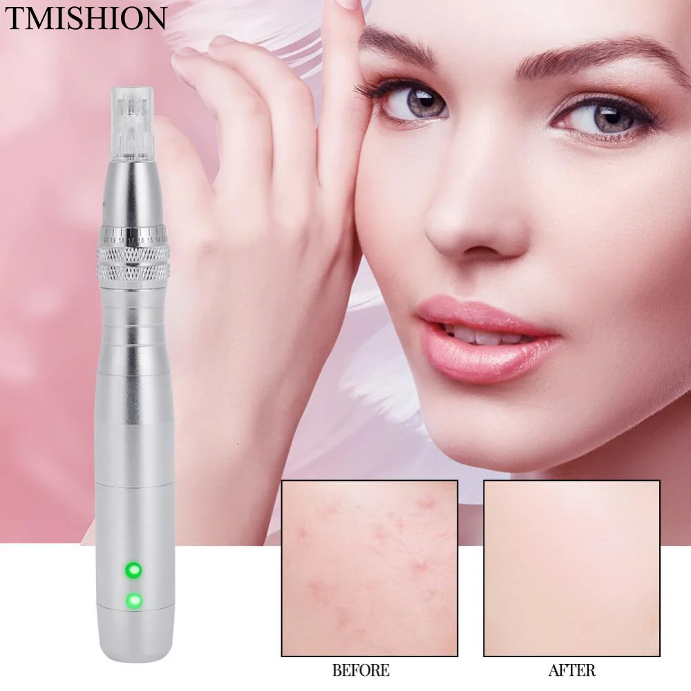 

7 Light LED Photon Electric Derma Pen With 12 Pin Depth Adjustable Nano Micro Needle Head Anti-aging Auto Micro Needle Pen b
