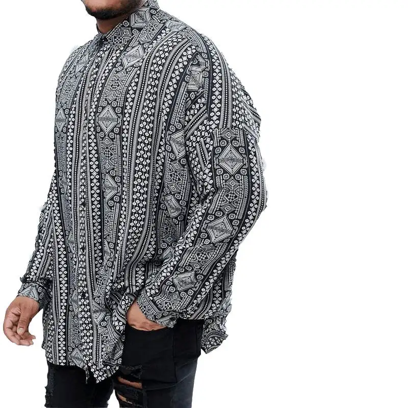 INCERUN 2019 الأزياء عارضة طويلة الأكمام قميص الرجال العرقية نمط طباعة الشاطئ قميص هاواي صيفي الرجال الاستوائية العلامة التجارية قمصان قمم Camisa