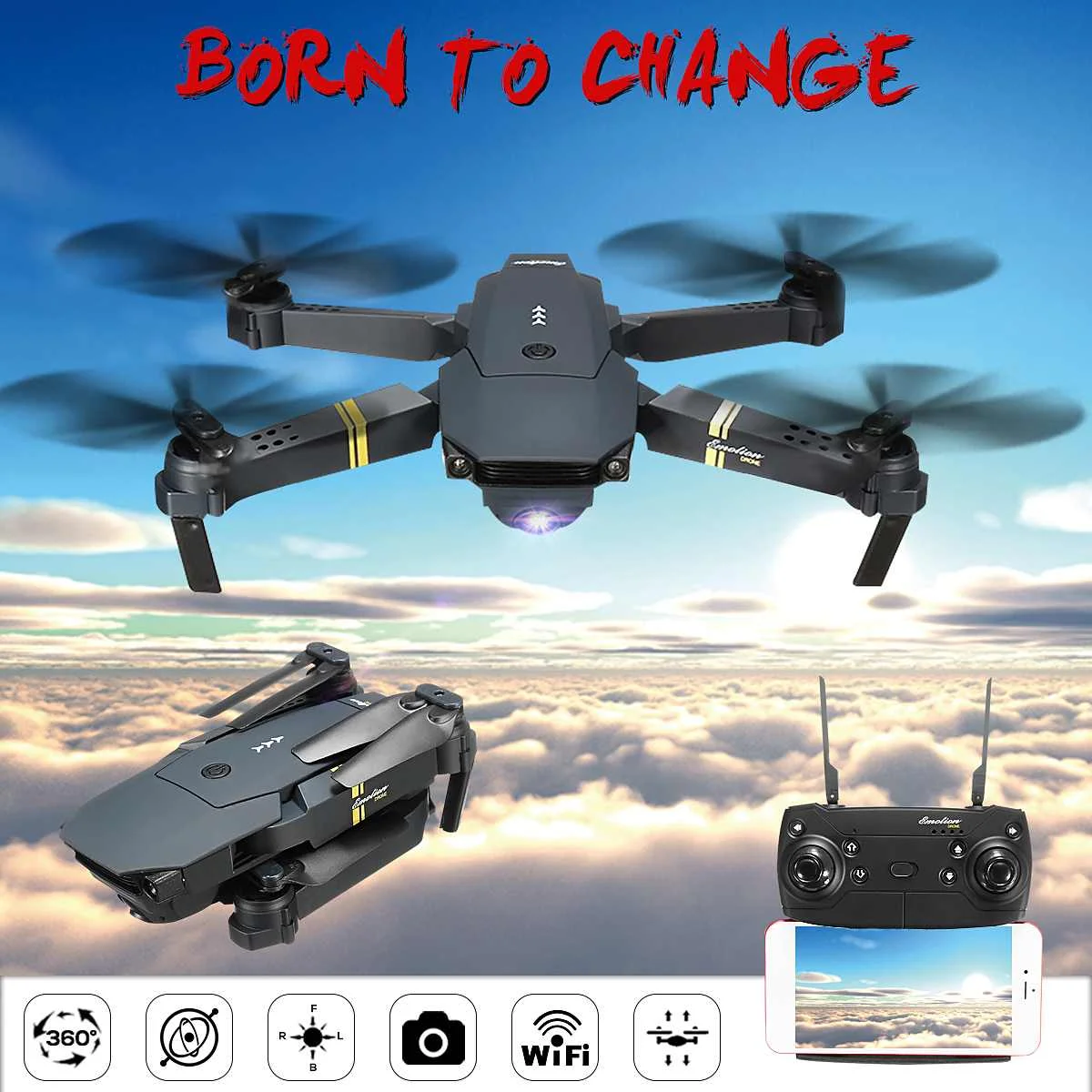 

720P Camera WIFI FPV With Wide Angle HD Camera High Hold Mode 2.4G Foldable Selfie Drone RC Quadcopter RTF Remote RC Airplanes