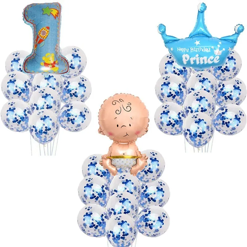 

10pcs Blue Baby Suit Sequin Balloon Birthday Party Decoration Helium Globos Toy Baby Shower Letter Foil Inflatable Balloon