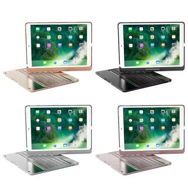Special Offers 360 Degree Rotation 7 Color LED Backlit Wireless Bluetooth Keyboard Case Cover Stand for iPad Pro10.5