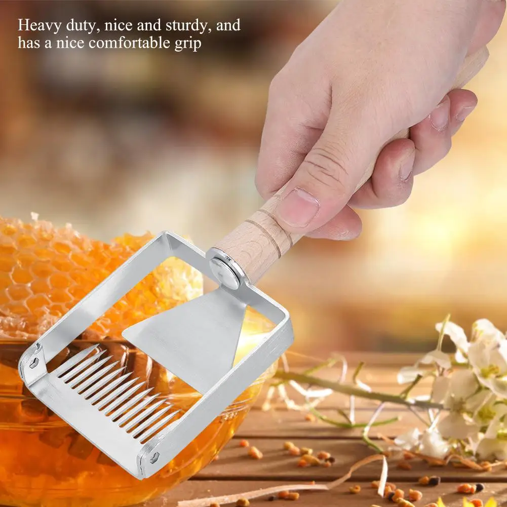 

Professional Honey Stainless Steel Scraper Beekeeping Tine Uncapping Fork Wooden Handle Cut Honey Fork Bee Beekeeping Tools