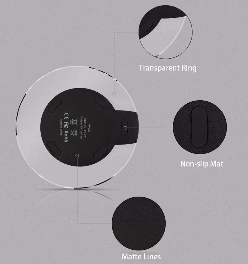 Беспроводное зарядное устройство Кристалл Qi Беспроводное зарядное устройство зарядный адаптер для IPhone samsung htc для Andriod Микро тип устройства для IPhone