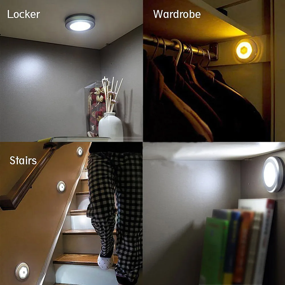 

New 1Pc Light with 6 LED Wireless PIR Motion Sensor Light Wall Cabinet Wardrobe Drawer Lamp Battery