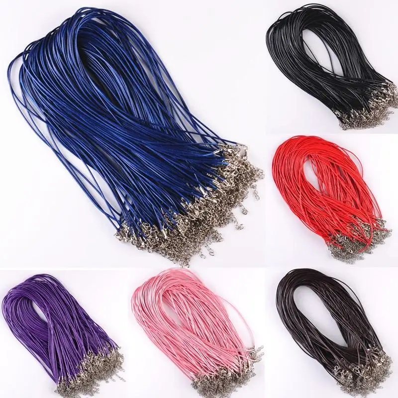 

Real Leather Adjustable Chains Necklace Charms Jewelry Findings Lobster Clasp String Cord 10 Pcs 1.5mm Jewelry Making String