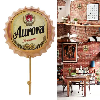

Iron Beer Bottle Caps Decorative Hooks Bag Organizer Hanging Hooks Key Holder Bar Decoration Clothes Rack Wall Hook