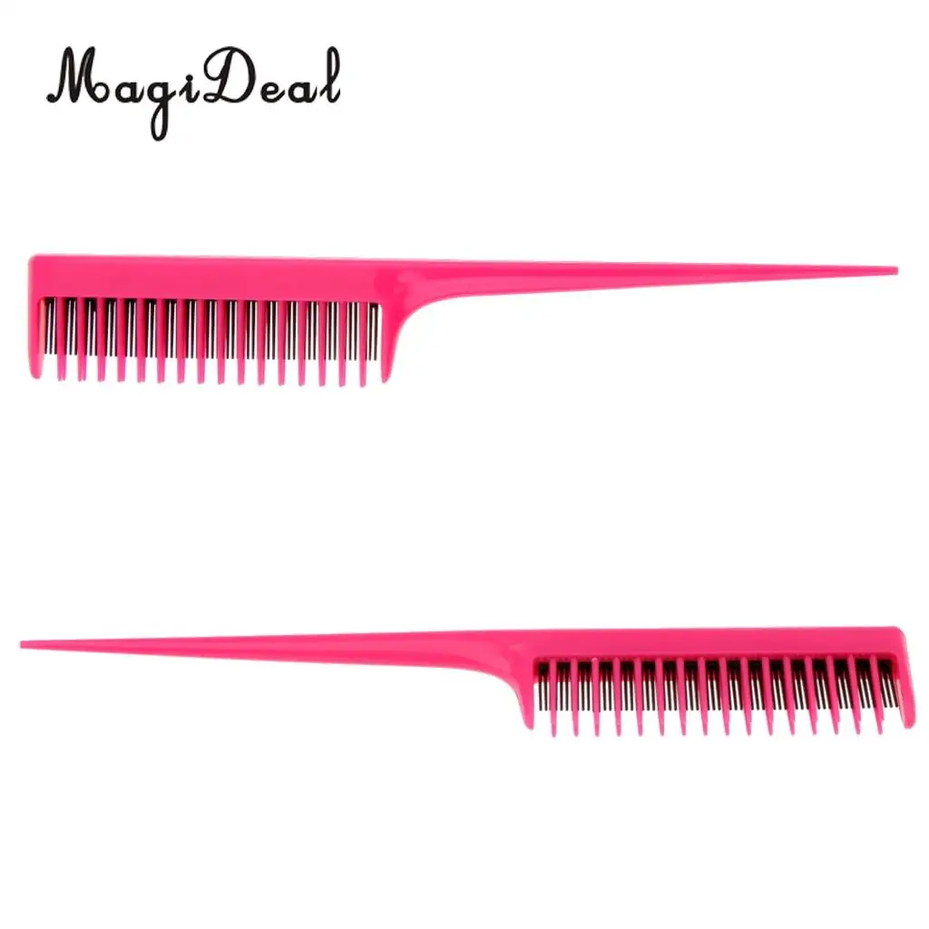 Pro 2pcs 3 Row Teeth Teasing Comb Sectioning Pin Tail Back Coming Volumizing Brush Dress Out