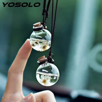 

YOSOLO Car Hanging Perfume Pendant Empty Glass Bottle For Essential Oils Diffuser Air Freshener Fragrance Car-styling Decoration