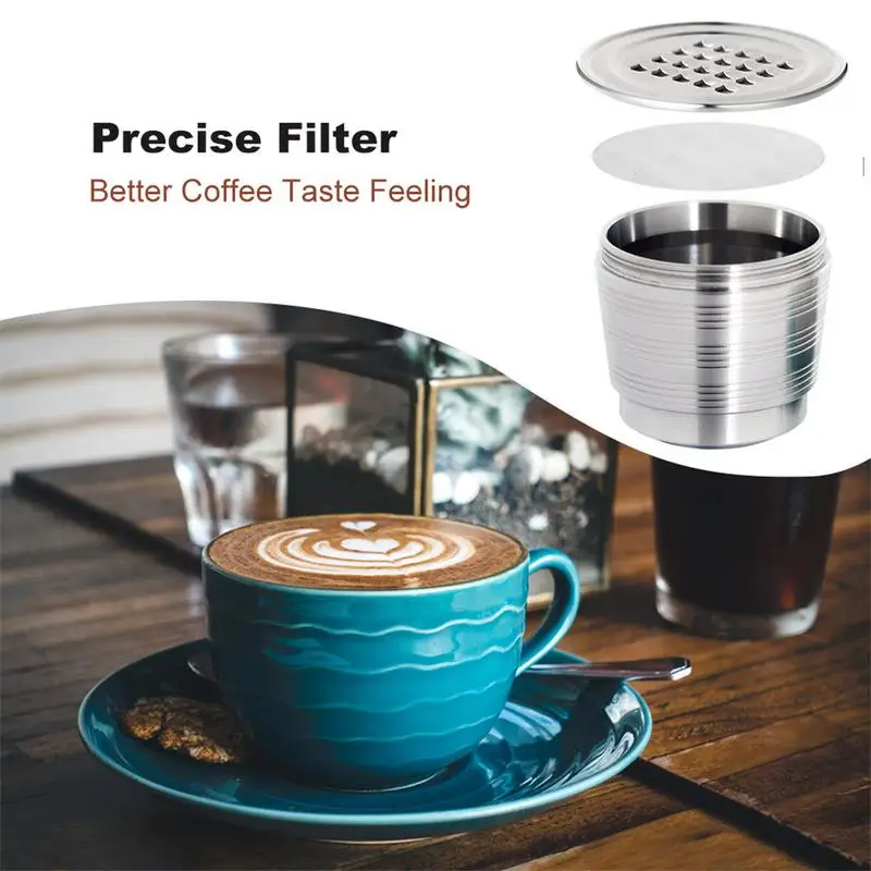 SUNSK Filtros C/ápsulas de Caf/é Puede Rellenar Reutilizar para Dolce Gusto Cafetera Fuerte C/ápsulas Filtros de Caf/é Recargable con Cuchar/ón de Pl/ástico y Cepillo de Limpieza