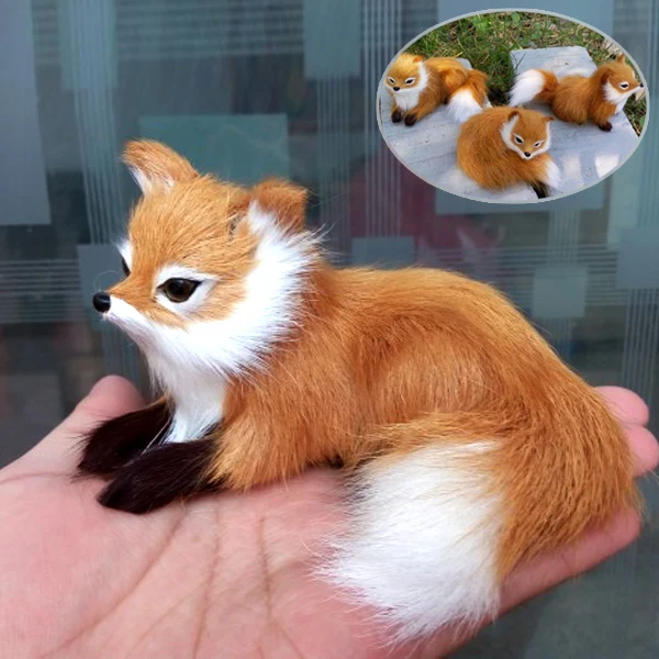 1Pcs Simulation Animal Foxes Plush Toy Doll Photography for Children Kids Birthday Gift AN88 children hat spring photography props rattan weaving fashion ear design cartoon hats boys school holiday mouse ears