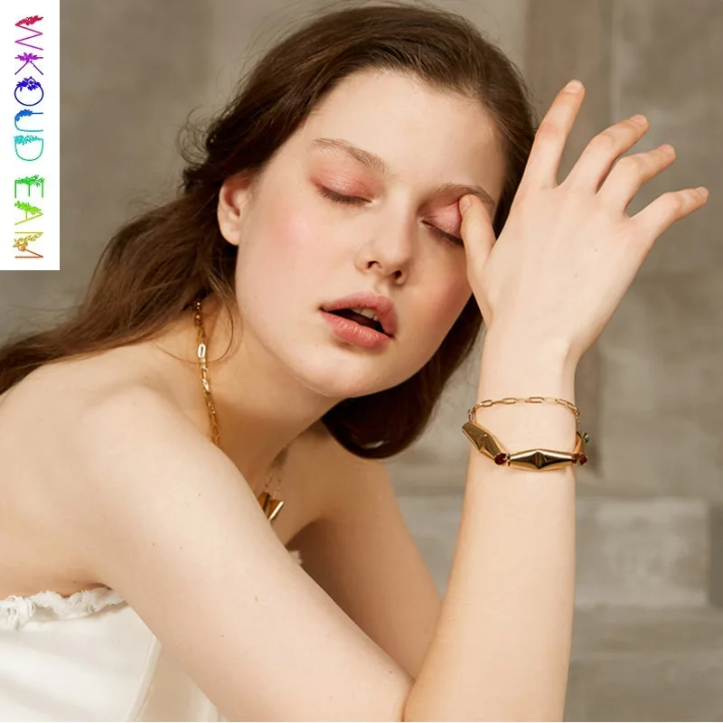 

WKOUD EAM Charm Imitation Pearls Pendant Bracelet 2019 New Fashion Metal Chain Bangles For Women Gift Mujer Pulseras S#TA274