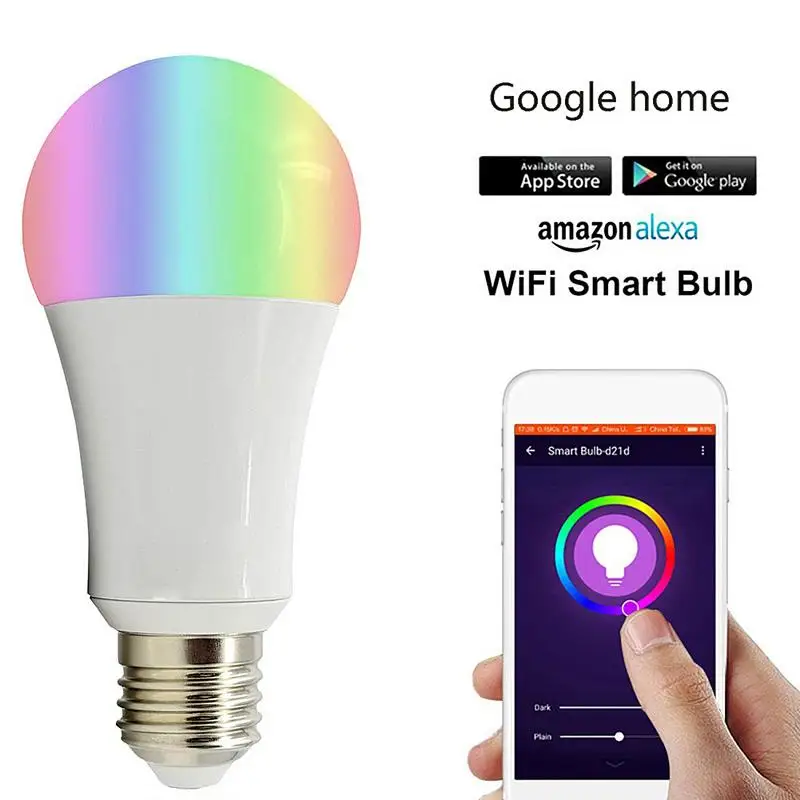 RGBW Bulb WIFI Wireless Control E27 B22 RGB Dimmable Lamp 9W Home LED Smart Bulb 16 million color light Amazon Alexa Control