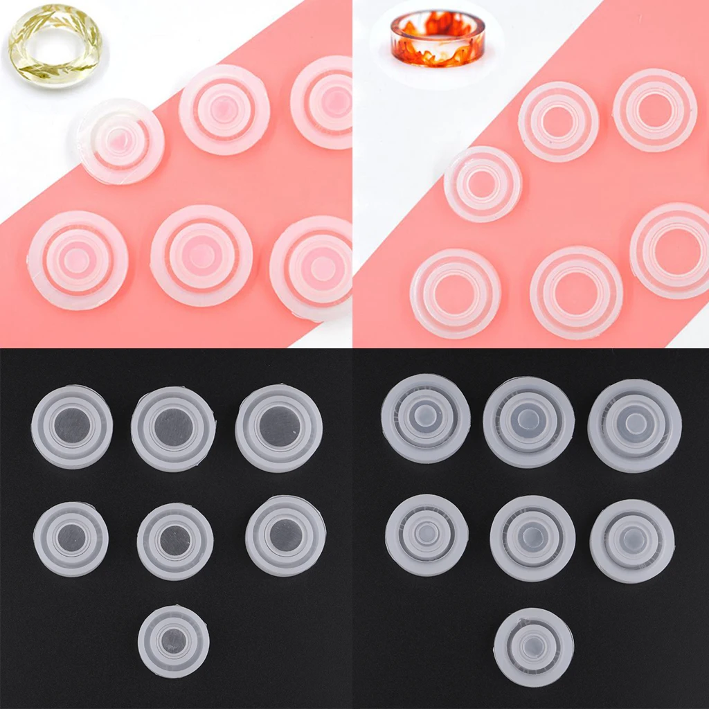 Kopen Herbruikbare 7 Stuks Diverse Maat Siliconen Diy Gewelfd Platte Ring Mold Resin Sieraden Maken Mould Gereedschap Eenvoudig Te Gebruiken En schoon