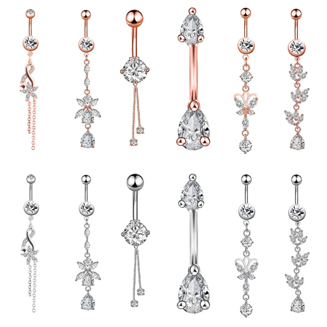 

Crystal Surgical Steel Belly Button Rings Body Piercing ombligo Trendy Navel Earring Belly Piercing Fine Jewelry Shellhard