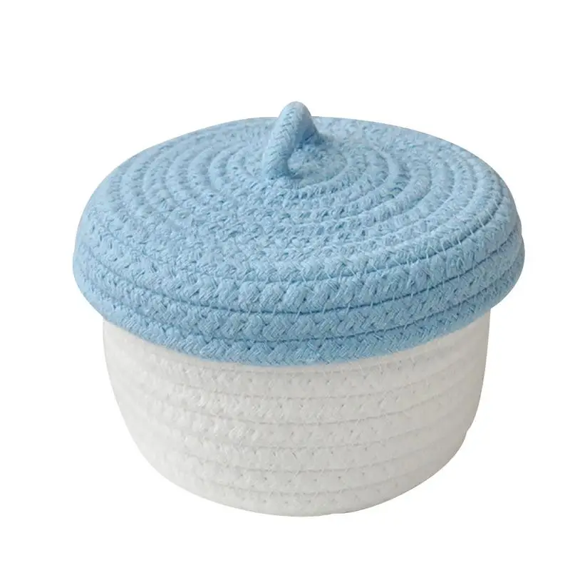

Simple Cotton Woven Storage Basket Multifunctional Desktop Debris Cosmetics Snack Fabric Storage Box Sewing Kit High Quality