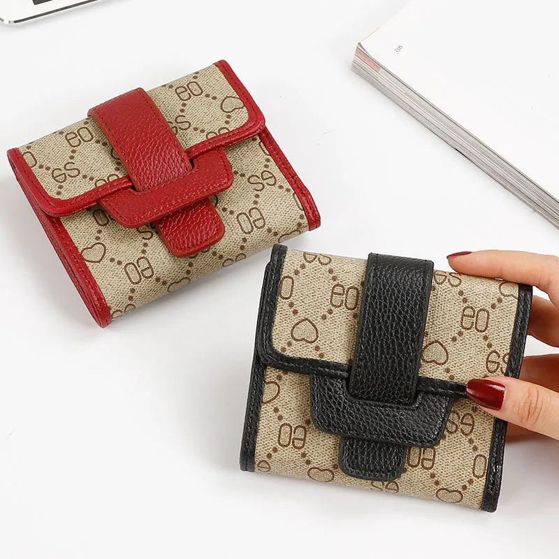 

2019 New Style Wallet Short European And American Fashion Printed duo ka wei Card Holder Tri-Fold Multi-Function Small Purse