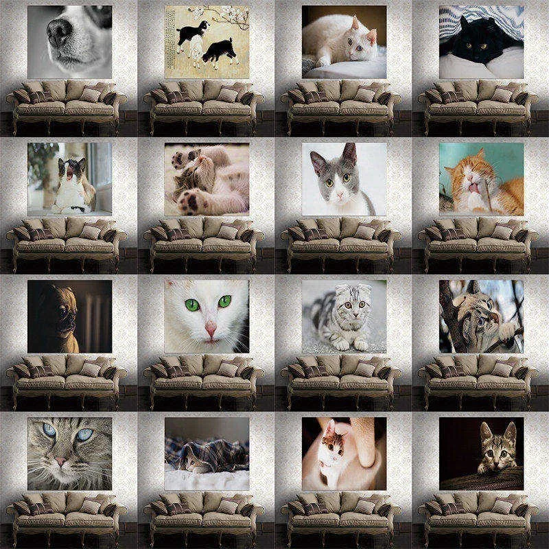 

Lovely dogs cats HD patterns tapestry wall hanging home Decor wall art decoration for bedroom living room Dorm 59"x51" polyester