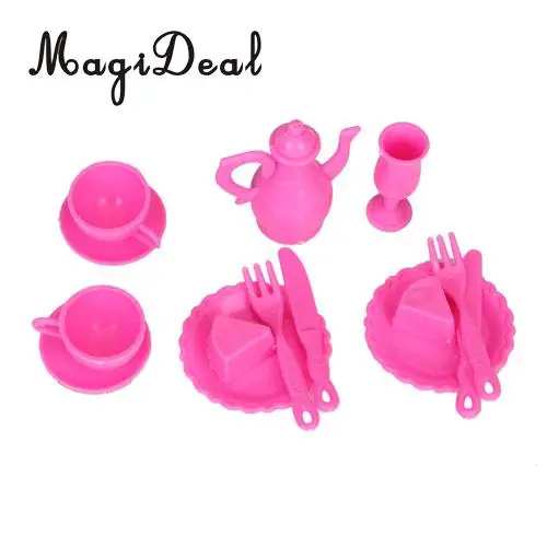 MagiDeal Dining Room Furniture Dining Table Set for Doll Shocking Kids Children Pretend Play Furniture Toys Pink&White MagiDeal Dining Room Furniture Dining Table Set for Doll Shocking Kids Children Pretend Play Furniture Toys Pink&White