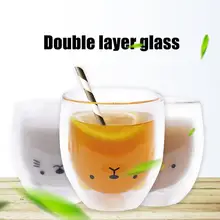 Термостойкая стеклянная чашка 250 мл инновационная 3D двухслойная чашка медведь Кот утенок прозрачная настенная стеклянная чайная кофейная кружка