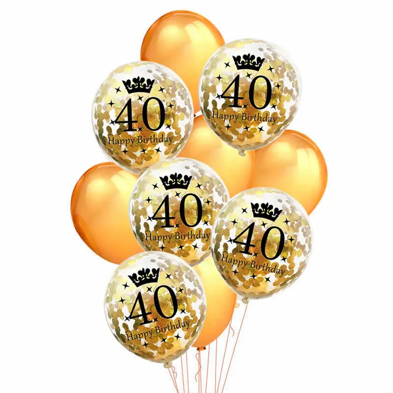 ZLJQ Gold 18/21st/30/40/50/60th баннер С Днем Рождения латексные конфетти воздушные шары